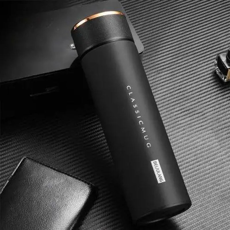 Portable Stainless Steel Smart Water Bottle, Leak Proof, Double Walled, Keep Drink Hot & Cold, LCD Temperature Display