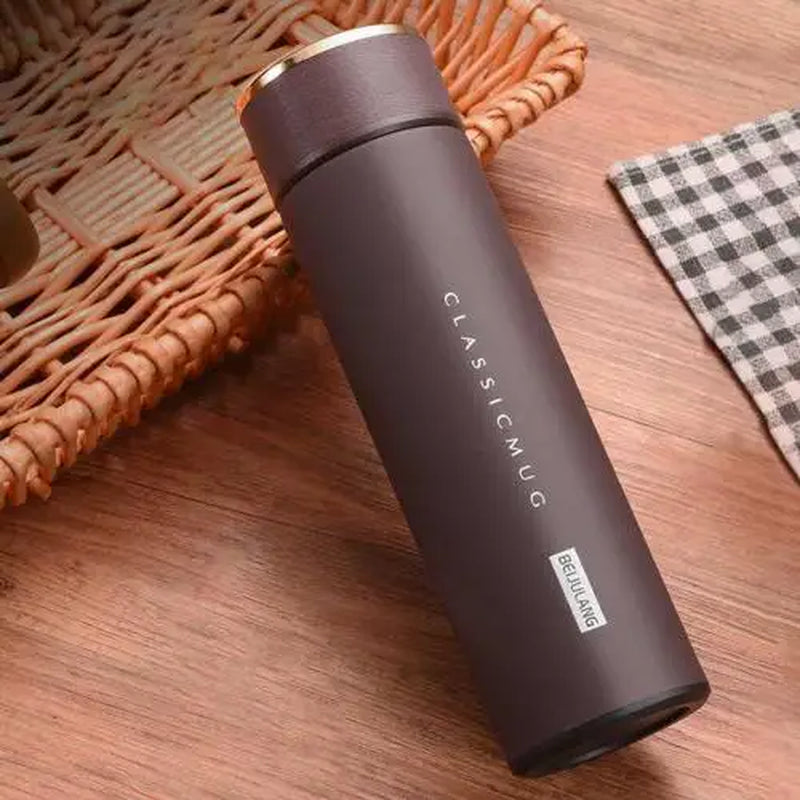 Portable Stainless Steel Smart Water Bottle, Leak Proof, Double Walled, Keep Drink Hot & Cold, LCD Temperature Display